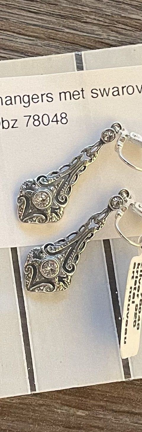 Vintage Sterling Silver Drop Earrings with Swarovski